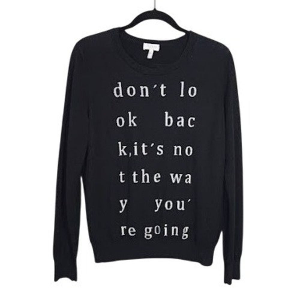 Escada Sport Black White Dont Look Back Intarsia Crewneck Sweater Jumper M - Picture 1 of 6